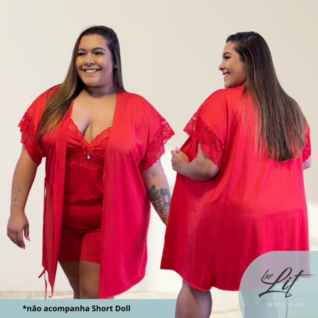 Robe Plus Size Roupão de Luxo 50 52 54 56 58 Pós Parto Amamentação Maternidade BeLit Moda Plus 2103