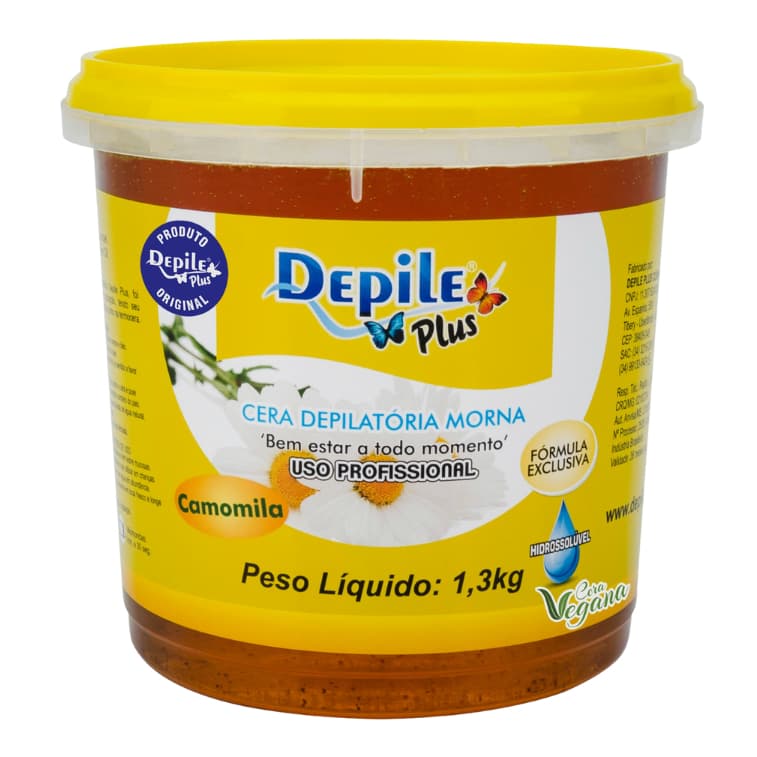 Cera Depilatória Hidrossolúvel Camomila 1,3kg Depile Plus