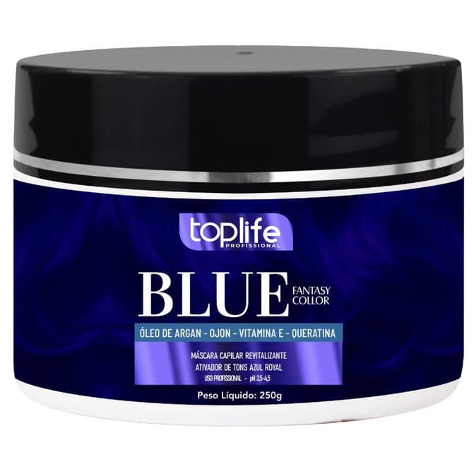 Mascara Matizadora capilar tonalizante Ativador Tons Azul 250g Toplife