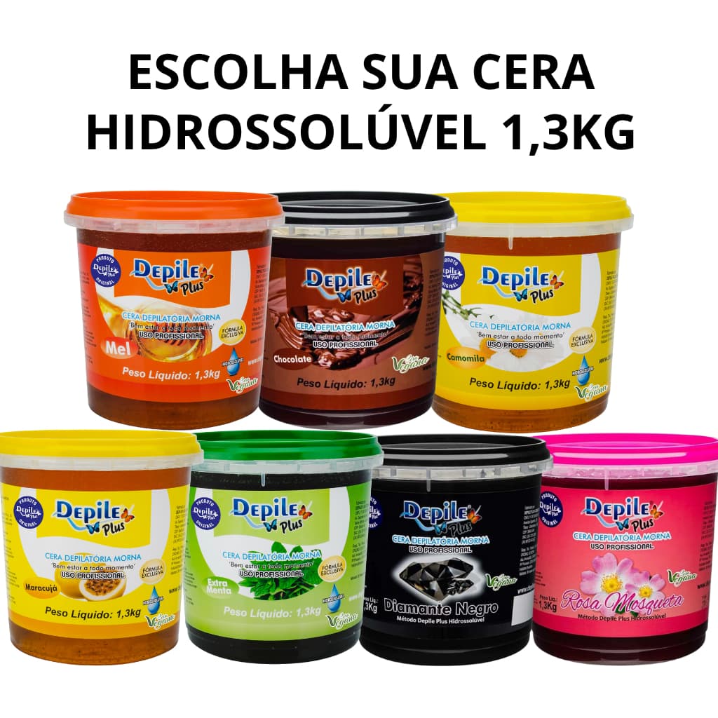 Cera Depilatória Hidrossolúvel 1,3kg Depile Plus (Escolha a sua)