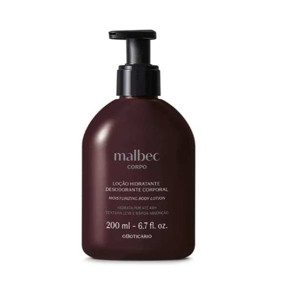 Loção Hidratante Desodorante Corporal Malbec 200ml - Hidratante masculino o Boticário