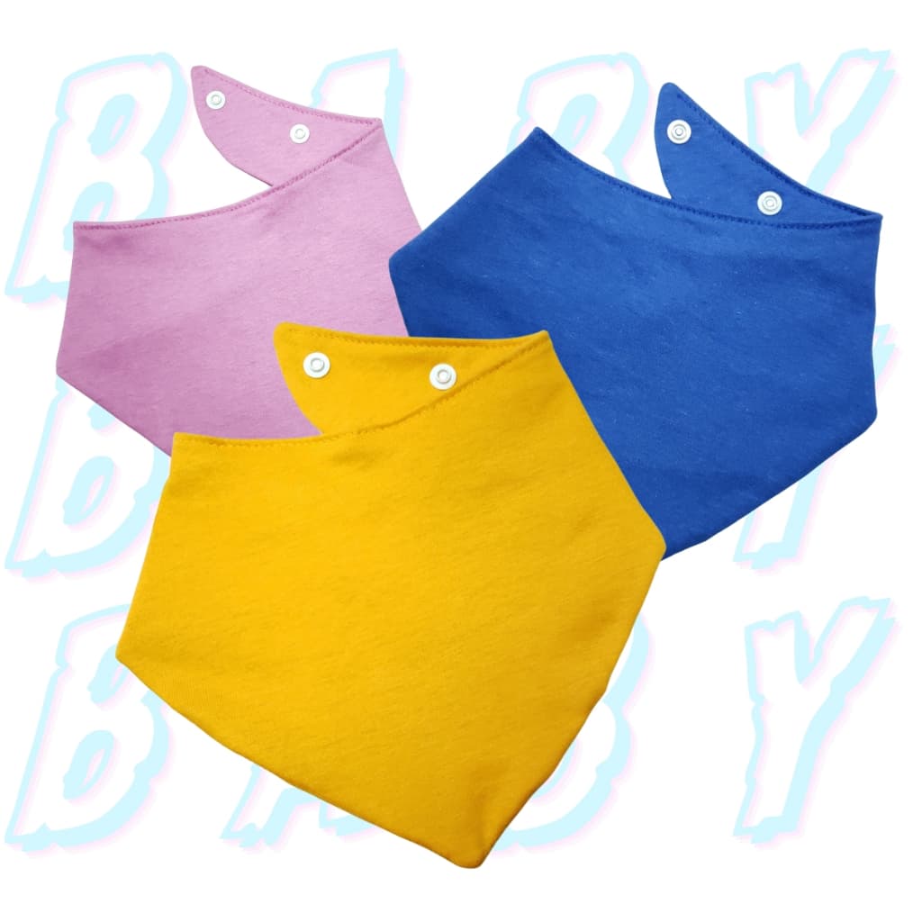 Kit 5 Babador Bandana Impermeável Bebê Dupla Face Kit 5 Peças Com 3 Regulagens