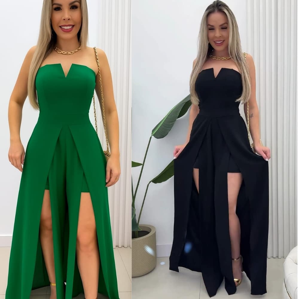 Macacão Elegante Feminina com Bojo e Fendas Premium