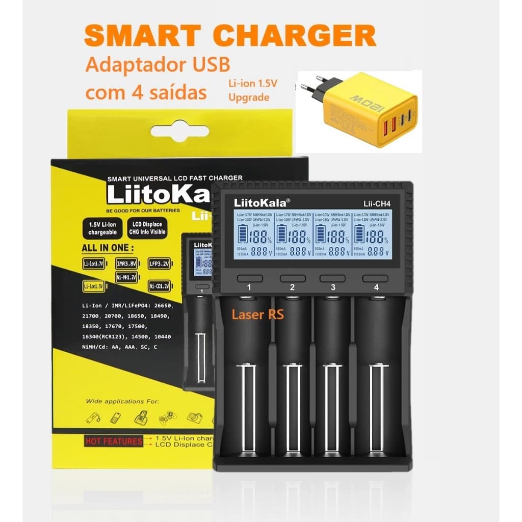 Carregador de Baterias Liitokala Lii-CH4 Upgrade