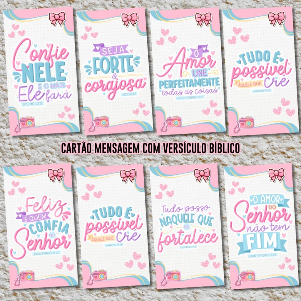 60 Ou 120 Cartões Fofos Mensagem Bíblica, Motivacionais, Lindas, Fé, Religiosa 9x5 cm
