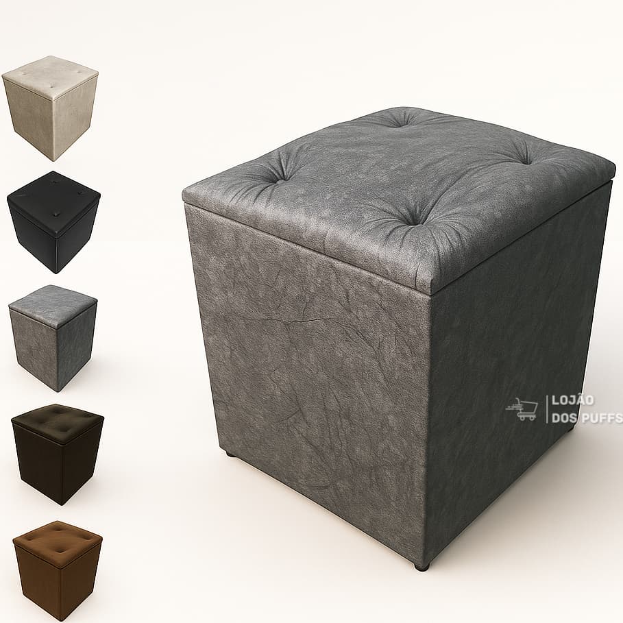 PUFF BAU SUEDE OU VELUDO PORTA OBJETOS BRINQUEDO SAPATO ROUPA DECORAÇÃO CASA PENTEADEIRA PB PROMOÇÃO