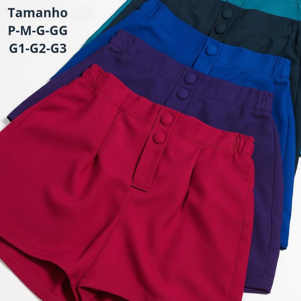 Short  Feminino Alfaiataria Elegante - Cintura Alta com elastico Look moderno e Confortavel