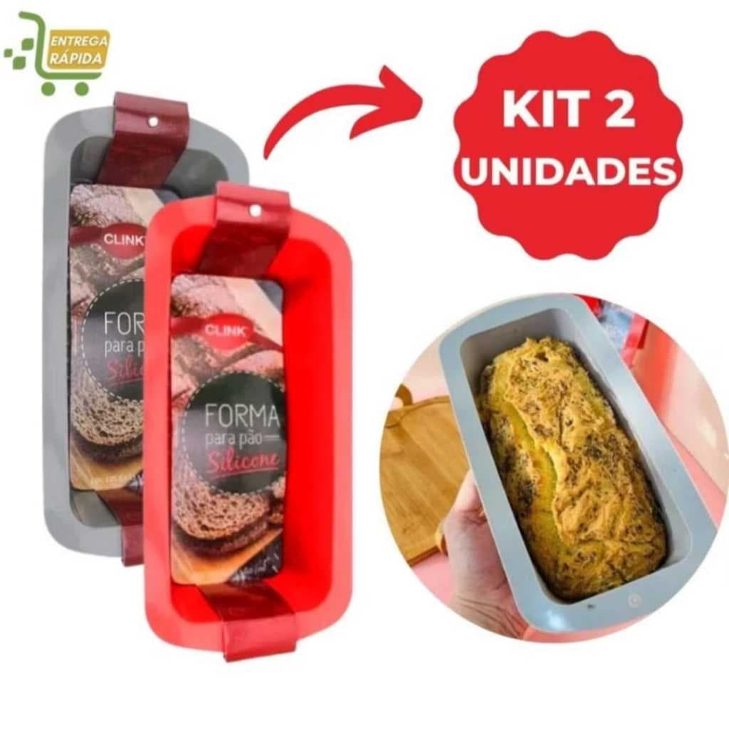 Forma de Silicone para Pão e Bolo 26,5x13x6,5cm Antiaderente, Resistente Forno