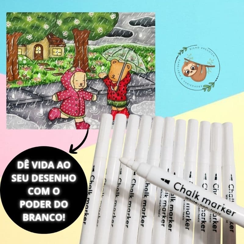 marcador acrílico chalk marker giz branco white canetinha desenho pintura