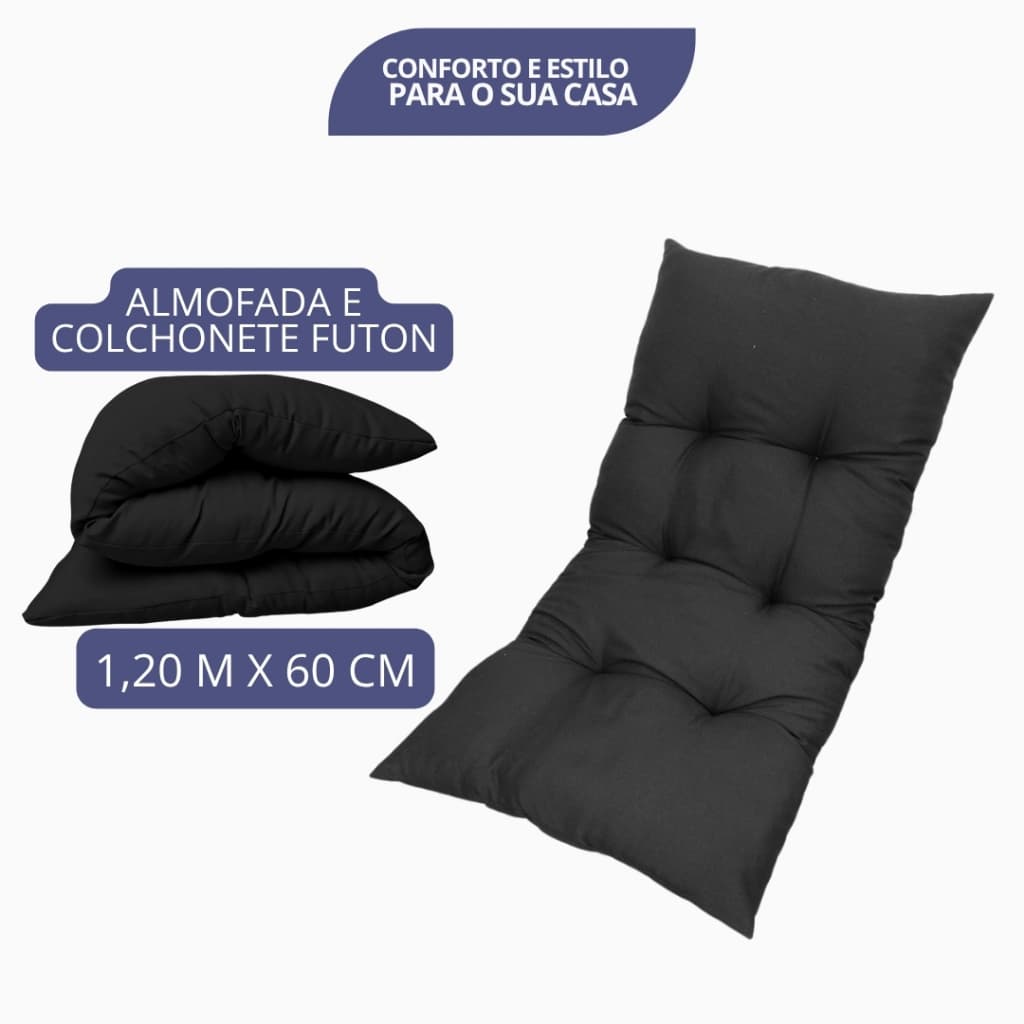 Futon Colchonete 120x60 Dobrável para Pallet Sofá Almofadão Decorativo Enrolável