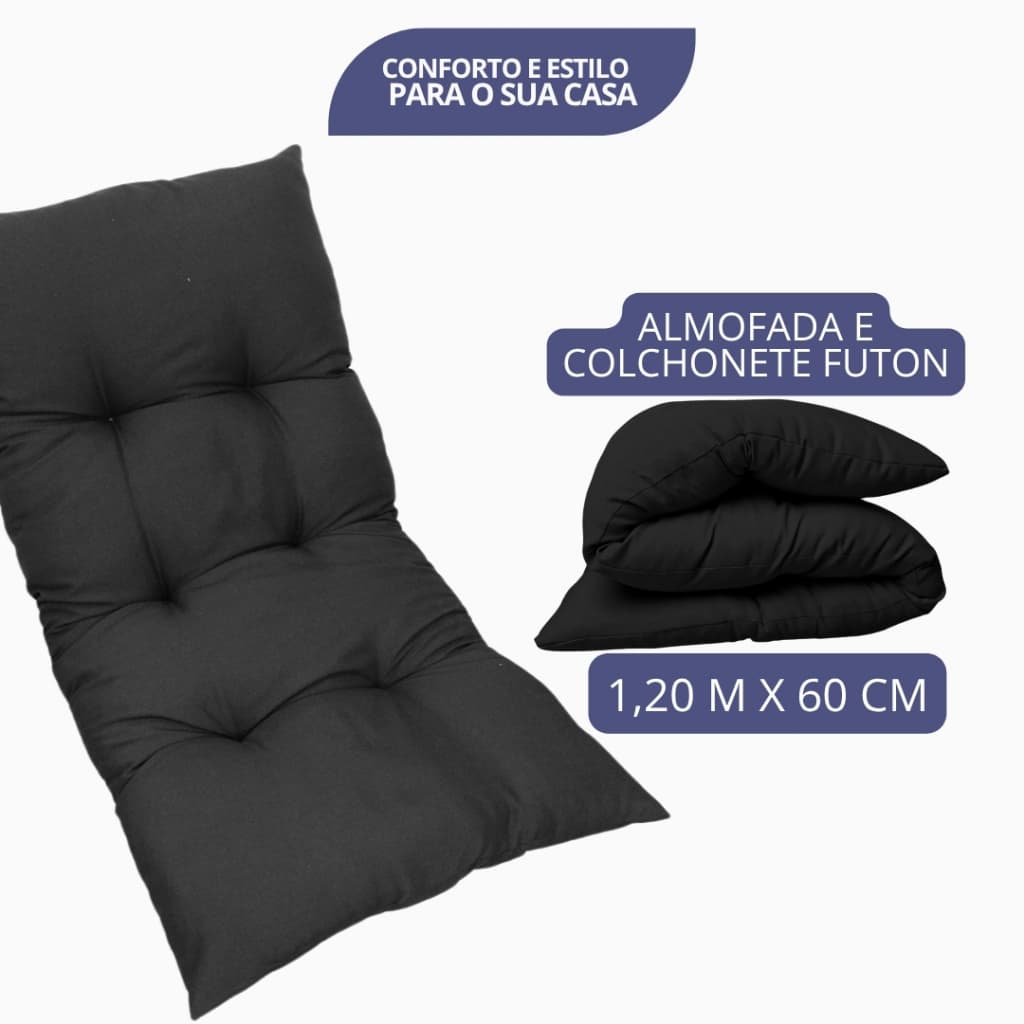Colchonete Futon 120X60 cm Dobrável Enrolável Decorativo Almofada sofá