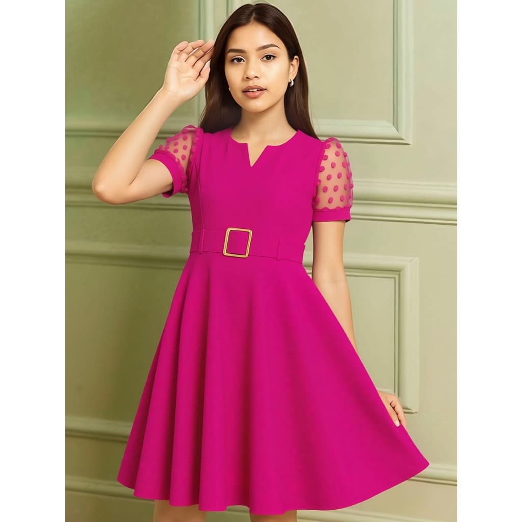 Vestido Infantil De Menina Festa Evangélico Juvenil Godê Com Cinto