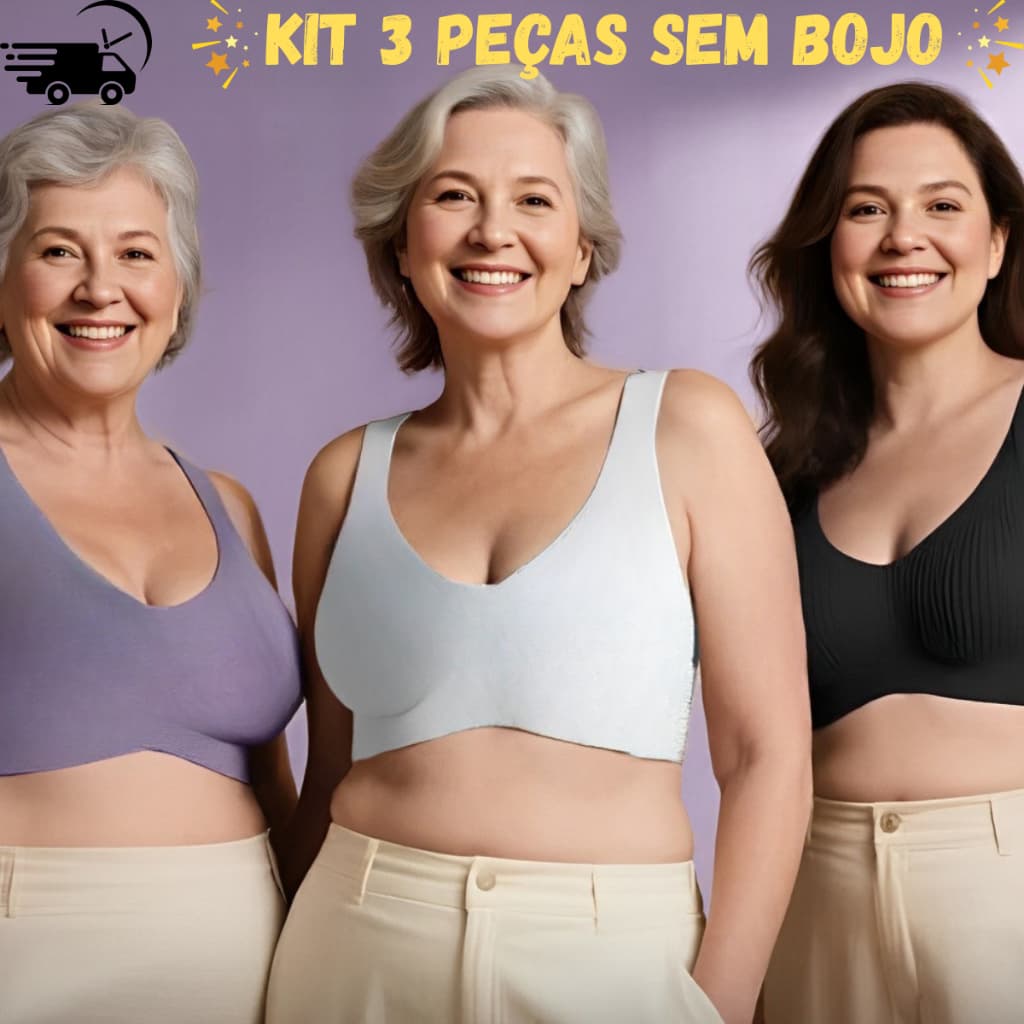 Kit 3 Sutiã Senhora Fechado SEM Bojo para Idosas e Jovens Senhoras Sem Costuras e Tecido Macio e Confortável