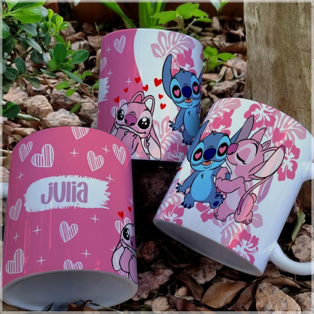 Caneca cêramica Personalizada Stitch com Nome