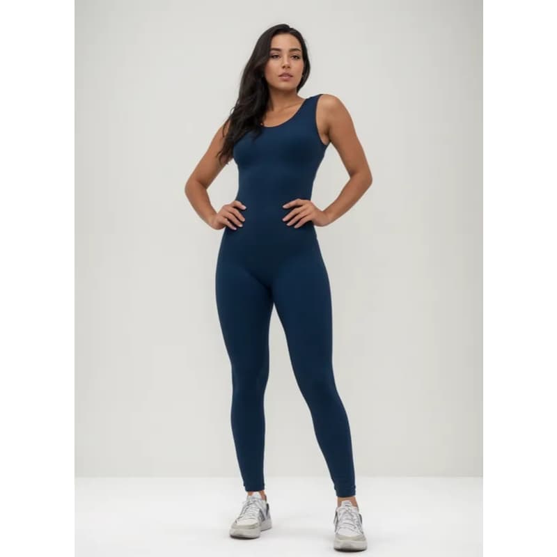 Macacão Academia Feminino Longo Fitness Costas Aberta Suplex