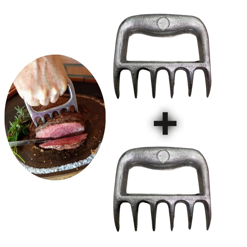 kit 2 garras garra de urso aluminio batido utensílios para churrasco