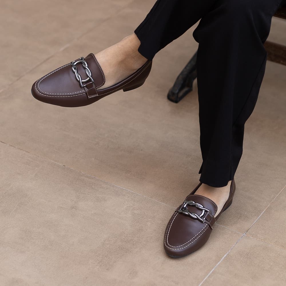 Mocassim Casual Marrom Cafe Sapato Feminino Loafer Social Elegante Confortável Mocha MousseMaricotta