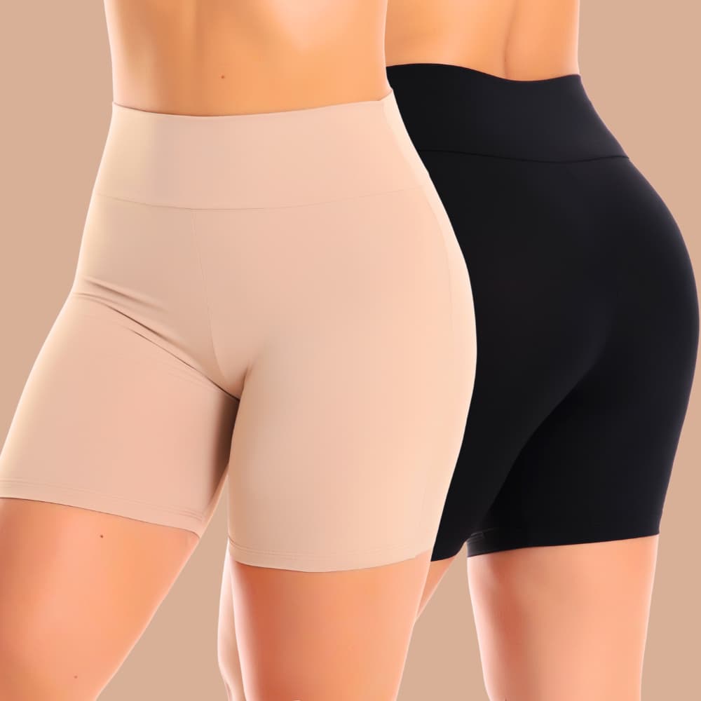 Bermuda Segunda Pele Cintura Alta Feminina, Conforto e Segurança Sob Vestidos Preto Nude P M G GG