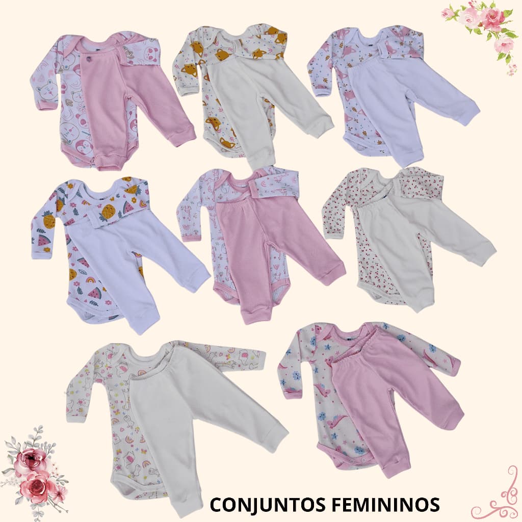 Kit 6 Pçs Roupa De Bebe Conjunto De Body Bebê Manga Longa Masculino Feminino Roupa Infantil
