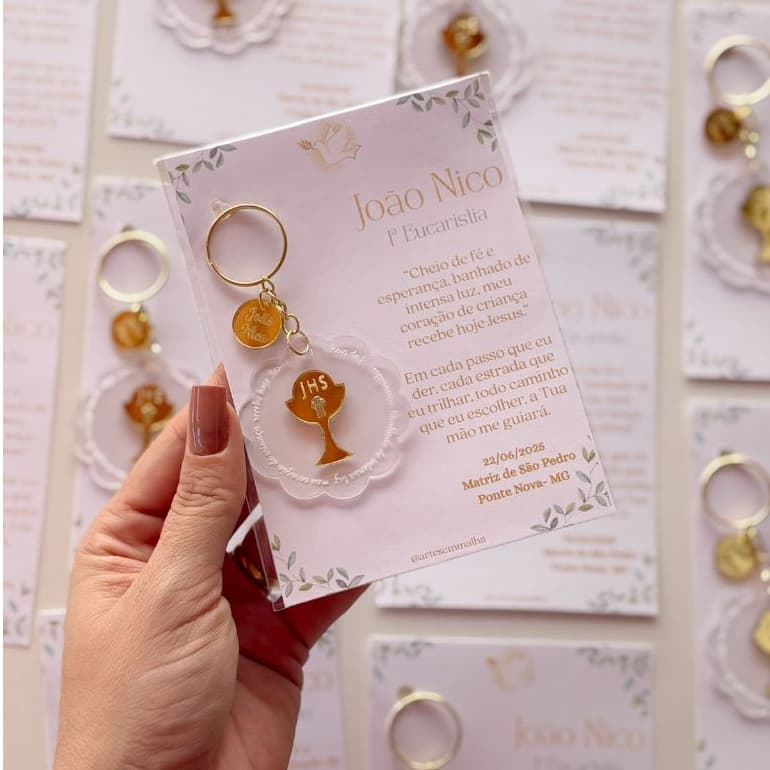 LEMBRANÇA 1ª EUCARISTIA - CHAVEIRO ACRÍLICO PERSONALIZADO.