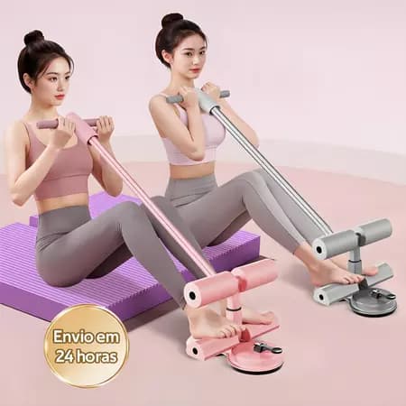 Abdominais com ventosas e corda elástica, 3 ajustes, proteção para barriga e joelhos, ideal para casa e academia