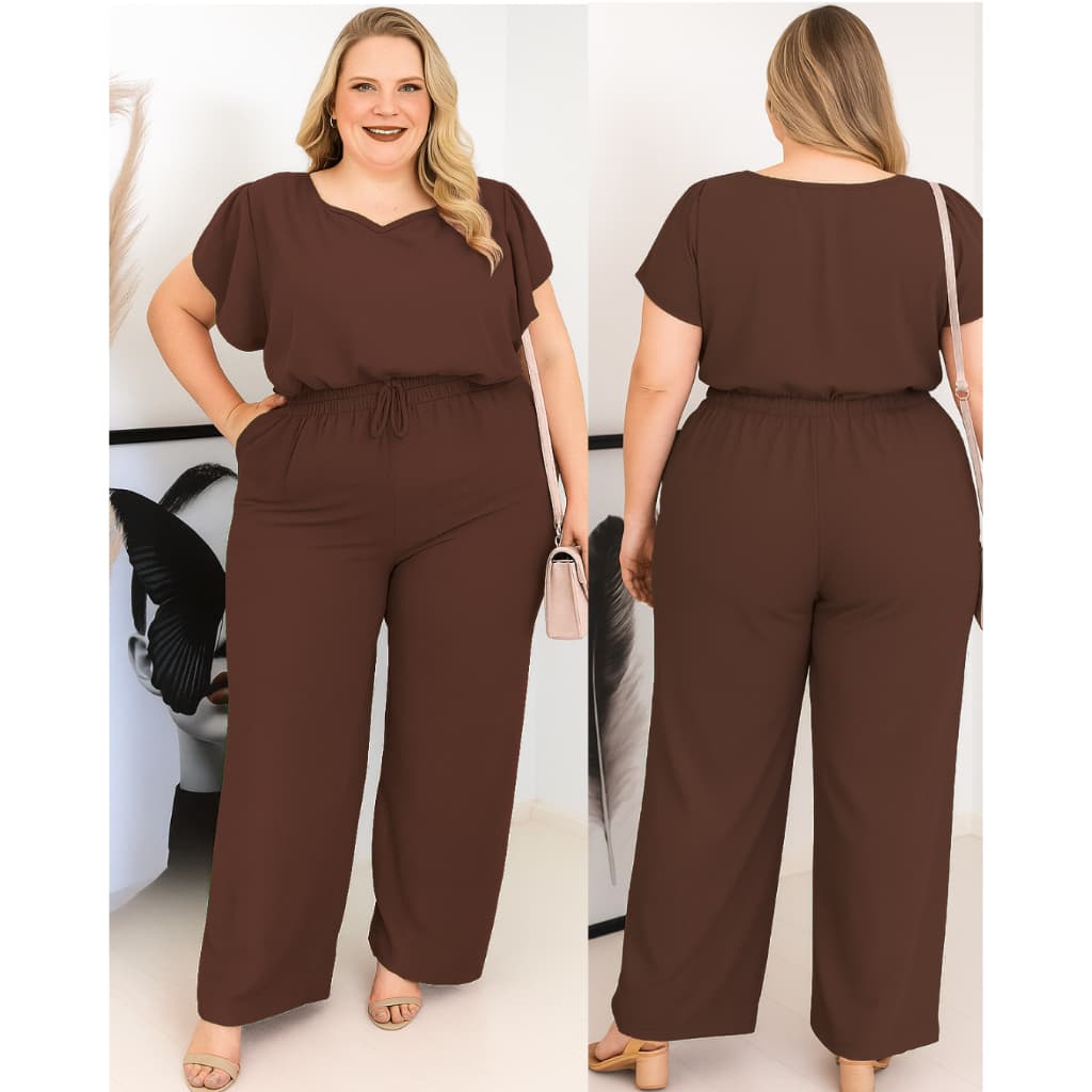 Conjunto de Calça Pantalona Plus Size 48 AO 56 Tamanho Grande Crepe Duna Festa casamento macacão Plus Size
