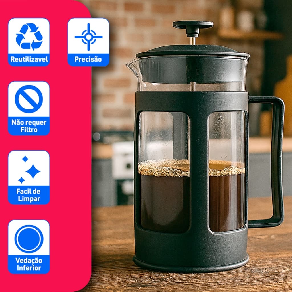 Cafeteira Francesa Cremeira 350ml Inox Leite Café Chá - Bhz Store