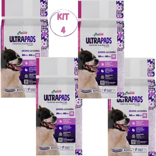 Tapete Higiênico 120 unidades 30/60/90/120 Para Cães Ultra Pads Lavanda 80x60cm PetLike
