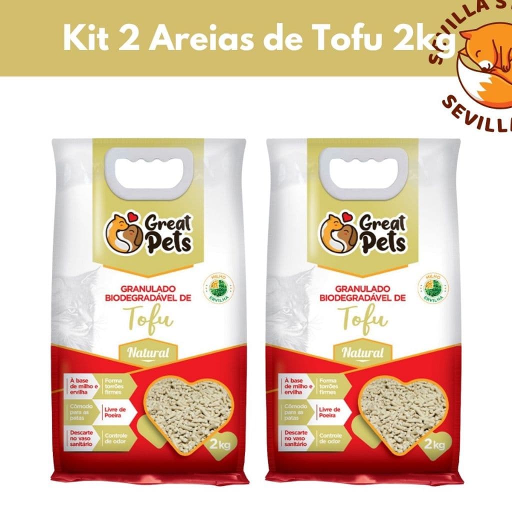 Kit 2 Areia Biodegradável Tofu Lavanda Great Pets Gatos 2kg