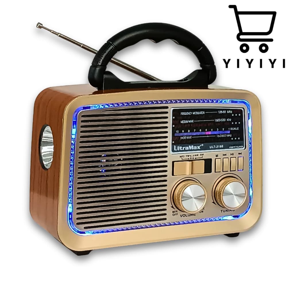 Radio Retro  bluetooth ,entrada usb,microsd lanterna e sainda auxiliar ULT-3188