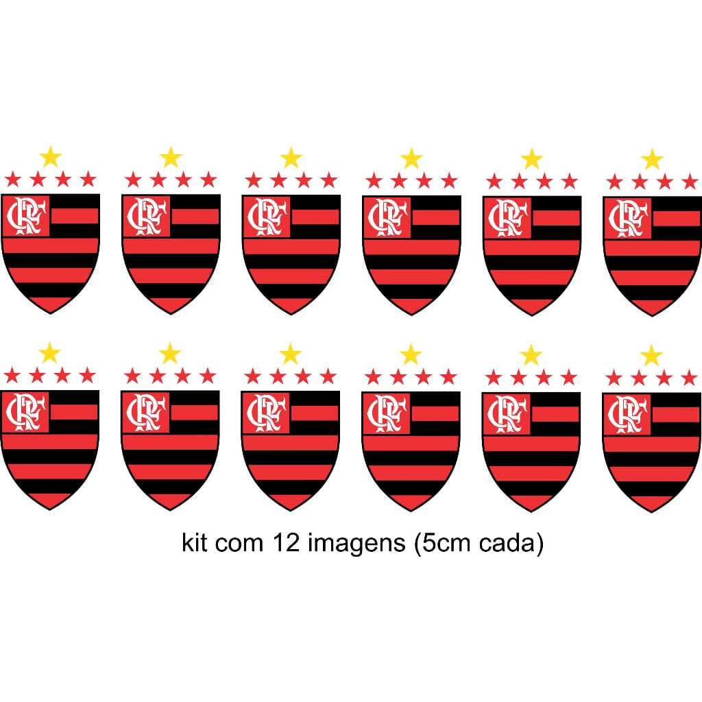 KIT TERMOCOLANTE DTF TÊXTIL  *PARA TECIDO* - TIMES CARIOCAS E SELEÇÃOC/ 12UNID (aprox.5CM ALTURA CADA)