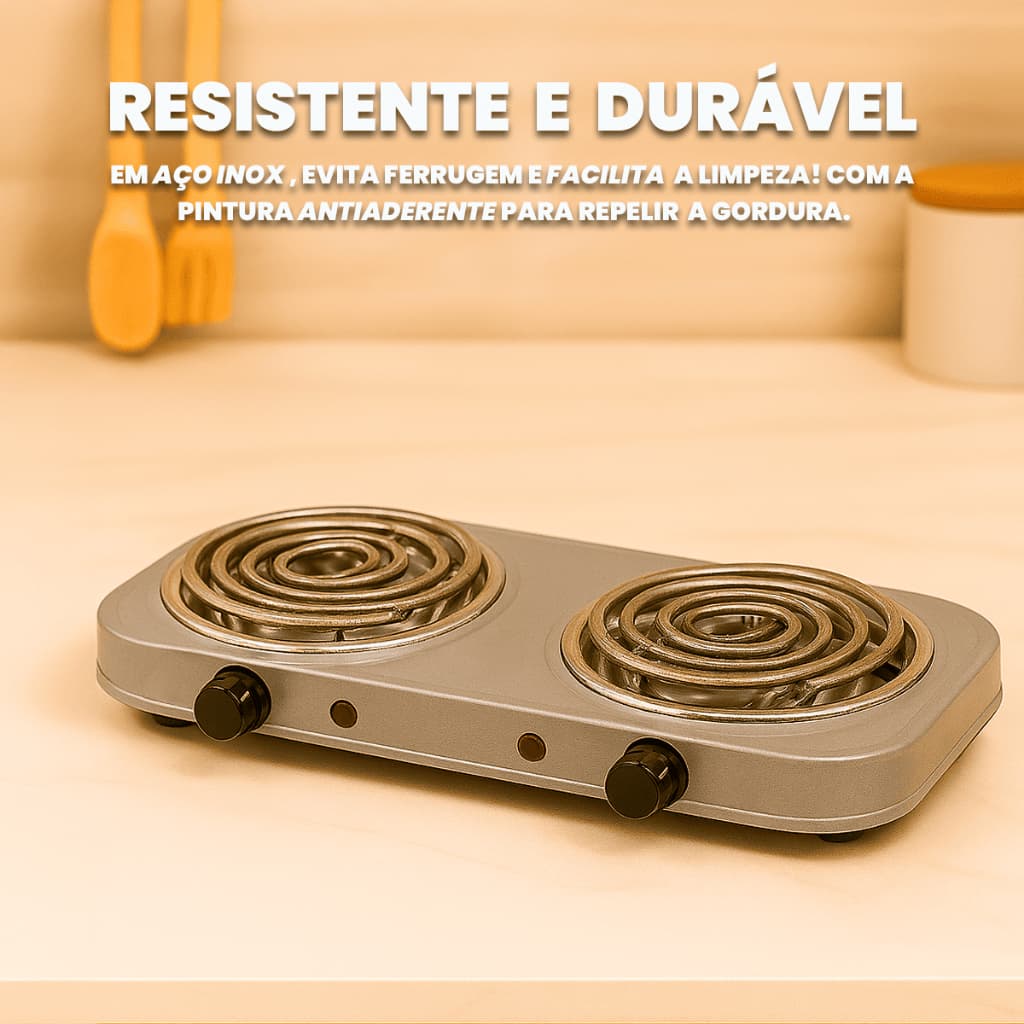 Fogão Fogareiro Cooktop Elétrico Portátil 2 Bocas 2000w 110v ou 220v Potente Pratico