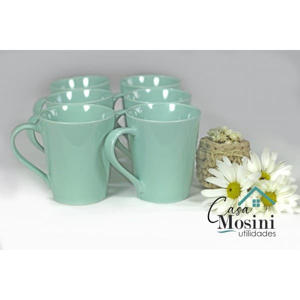 Jogo de Canecas Tulipa Lisa Porcelana 250ml Café Chá Leite Colorida - Mesa Posta Casa Mosini Utilidades Cafe Cha