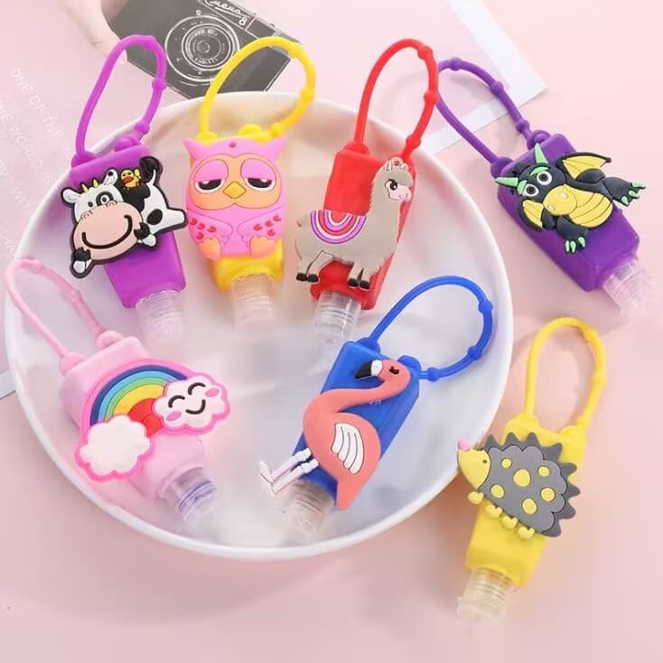 KIT com 3 Chaveiro Frasco Os Estilos 30ml Porta Álcool Gel Proteção Sabonete Líquido