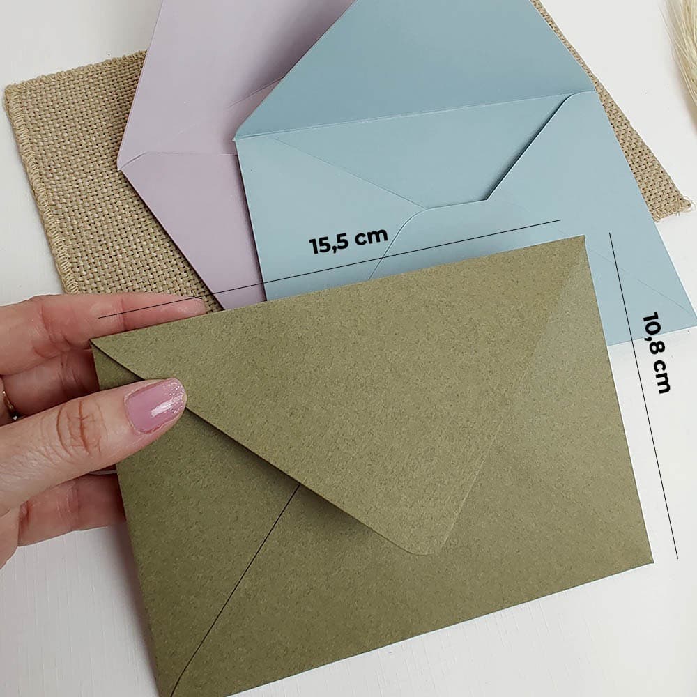 Envelope A6 para convite e fotos - Tamanho 10,8 x 15,5 cm papel 180g colorido - 10 a 25 un