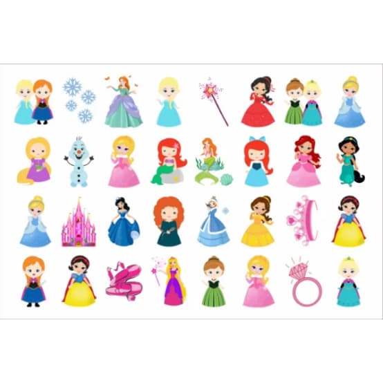 64 Tatuagens Temporárias Infantis Princesas | Presente Perfeito | Produto Seguro com Selo do Inmetro
