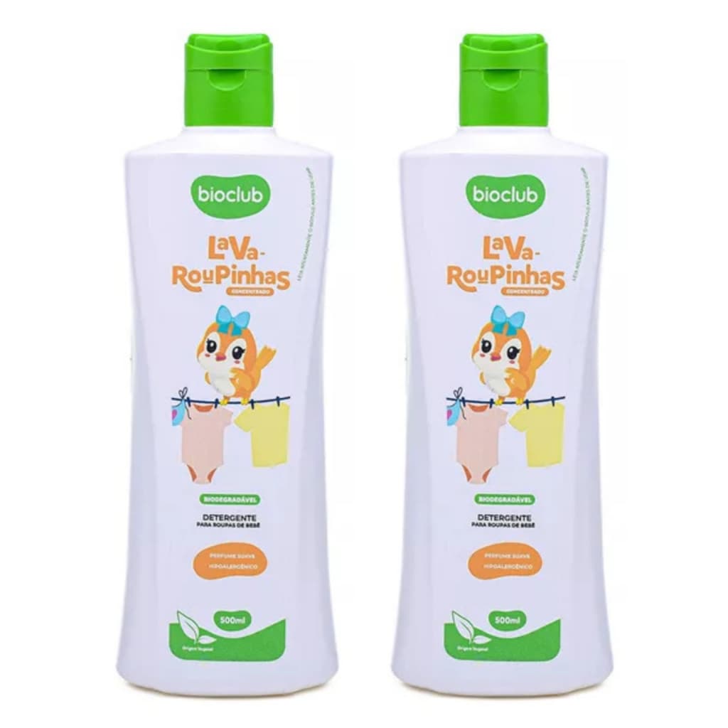 Kit 2 Detergente Concentrado Lava Roupinhas 500ml Bioclub