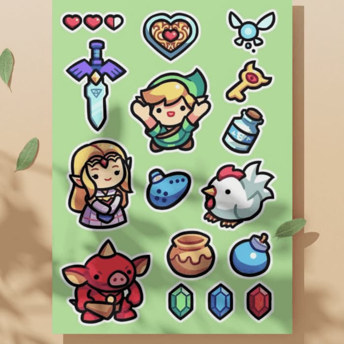 Pack 28 Adesivos de The Legend of Zelda Adesivo Brilhante
