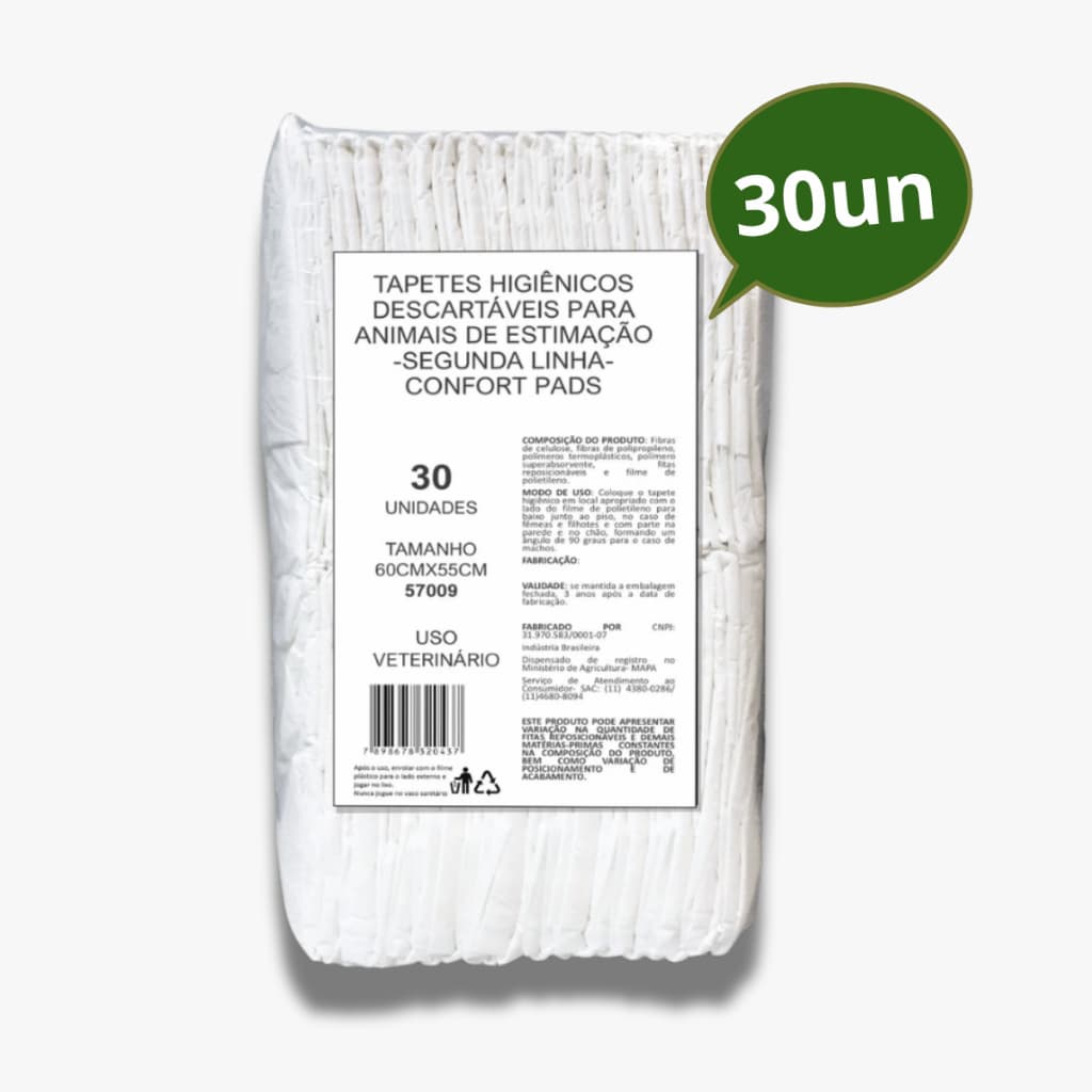 Tapete Higiênico para Pets 2ª ( segunda ) Linha 80x60 c/ 30 und - Confort Pads