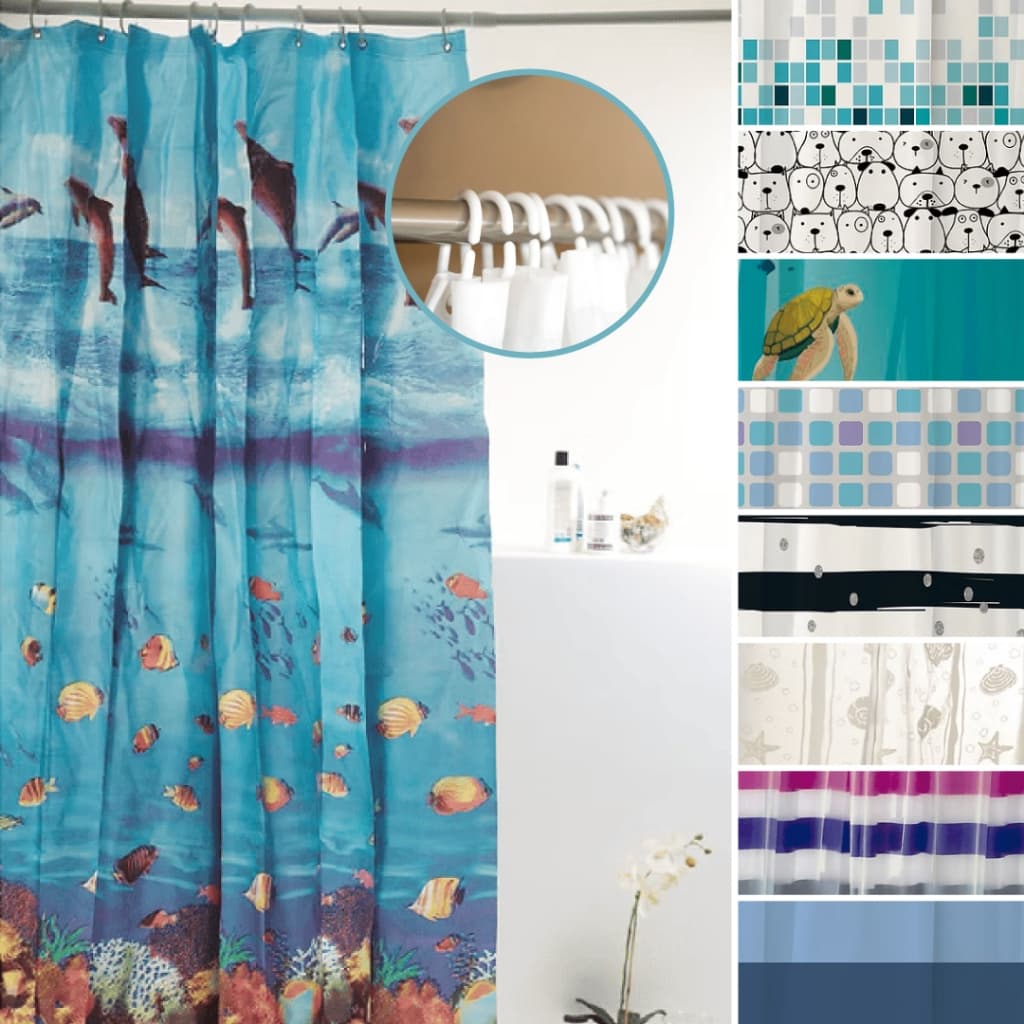 Cortina Para Box de Banheiro PVC Reforçado com Ganchos Alta Qualidade Diversos Modelos 1,98x1,80m