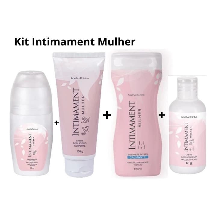 Kit Intimamente Mulher Creme Depilatório + Sabonete Intimo + Creme Clareador Axilas e Virilhas + Roll on Clareador
