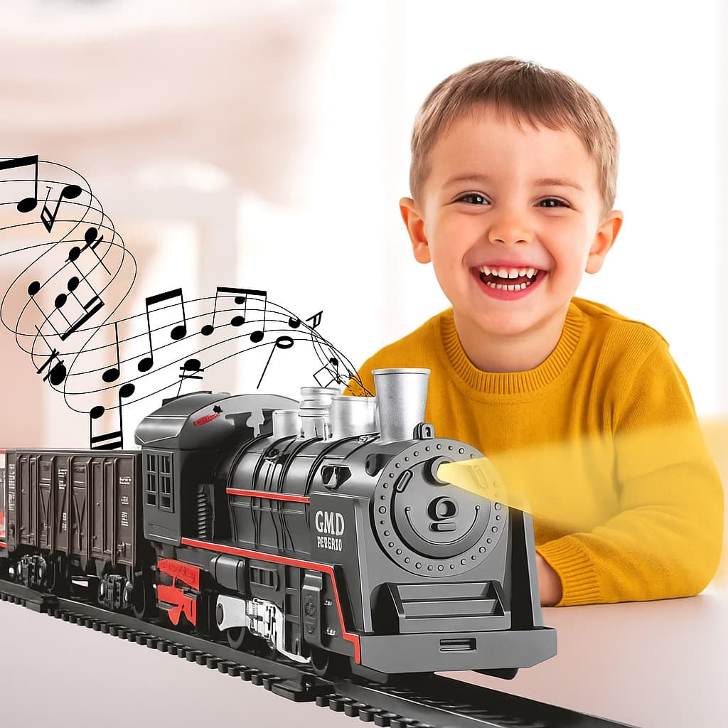 Trem De Brinquedo Criança Trenzinho Locomotiva Com Som Luz Ferrorama Premium