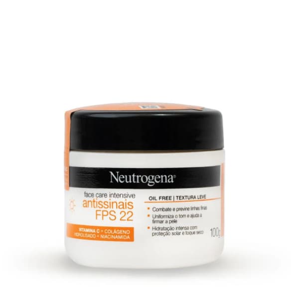 Neutrogena Creme Facial Antissinais Face Care Intensive FPS 22 Oil Free 100g