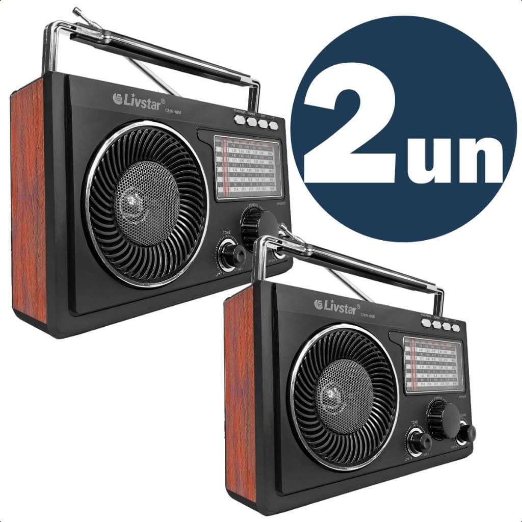 Radio Retro Am Fm Portatil Vintage Recarregavel Analogico Bluetooth Rural Bivolt