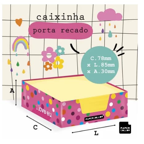 Caixinha Porta Recado C/250 Folha Artigos De Papelaria