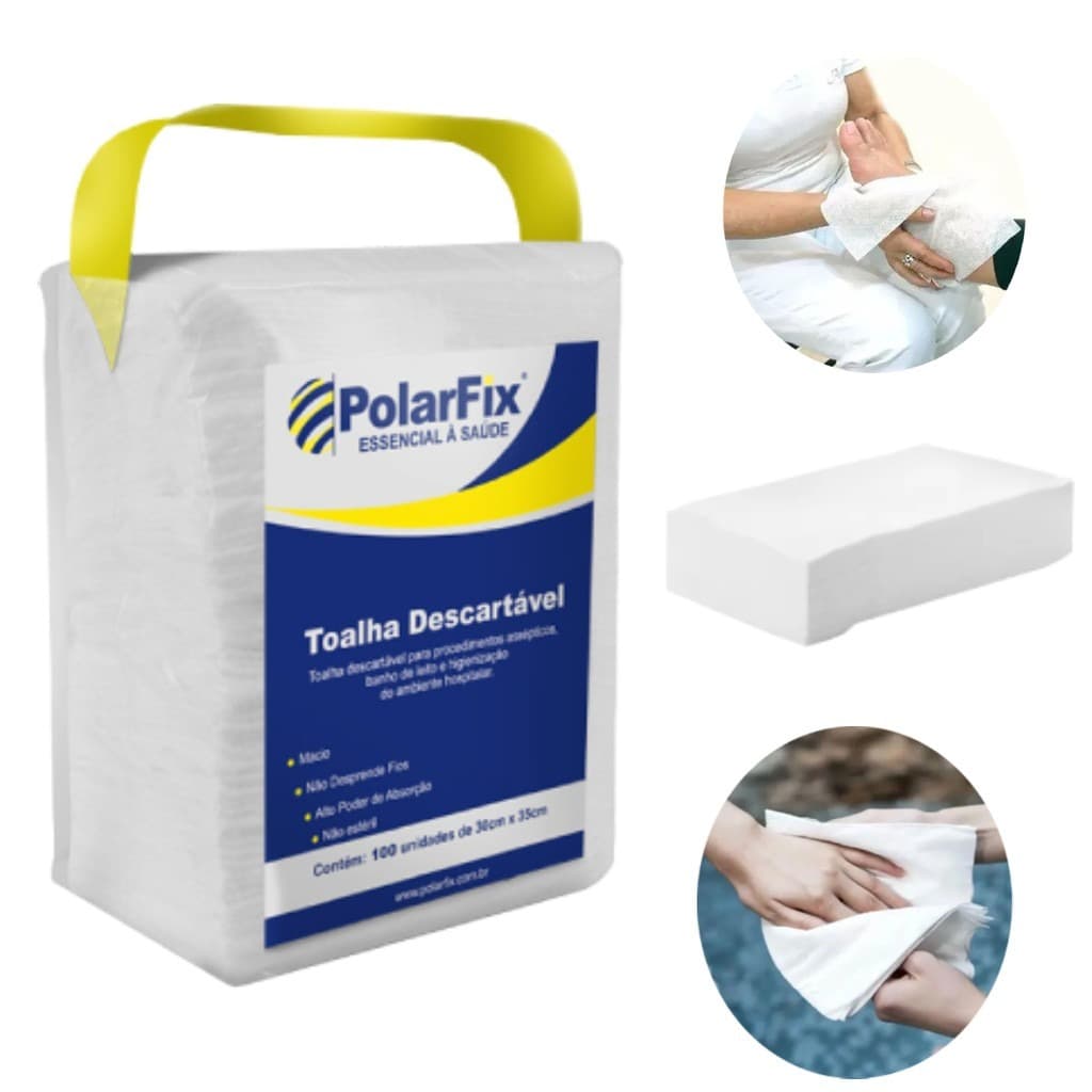 100 Toalhas Descartáveis Para Banho No Leito 30cm X 35cm Polarfix
