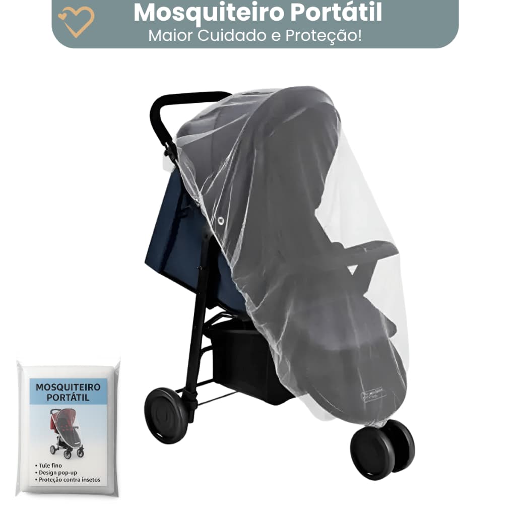 Mosquiteiro Portátil Universal Tule Para Carrinho Bebe Conforto e Berço Desmontavel
