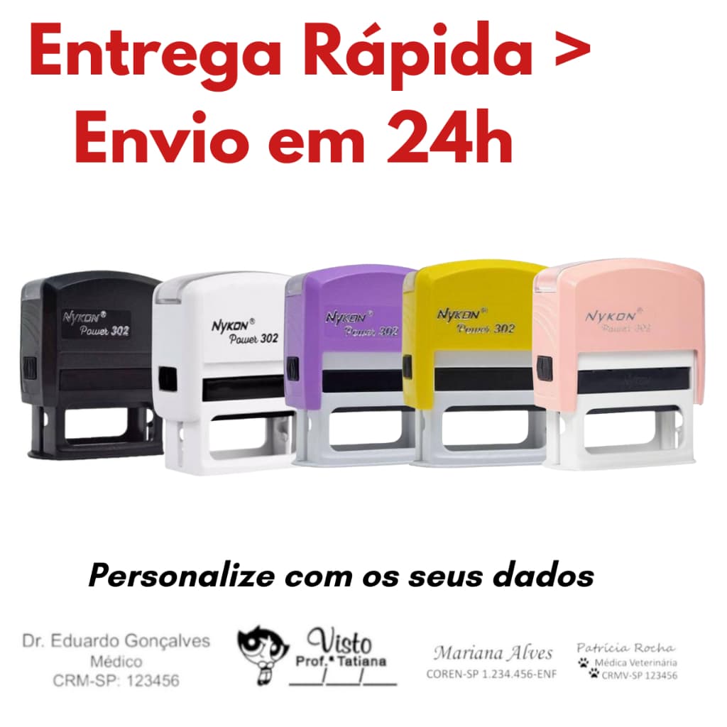 Carimbo Personalizado Nykon 302 38x14mm - ENTREGA RÁPIDA LEIA DESCRIÇÃO - ENVIO DE DADOS IMEDIATO