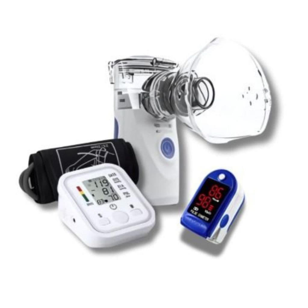 Kit 3  Inalador Nebulisador + Medidor de Pressão + Medidor de Pulso Oximetro