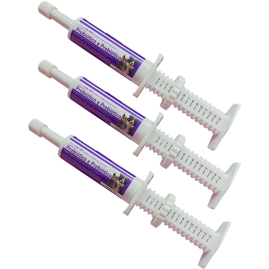 KIT 3 Probiótico e Prebiótico Probfil Pet Suplemento Vitamínico para Cães e Gatos 14g